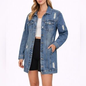 RD Style Distressed Blue Oversized Denim Jacket – Size Small